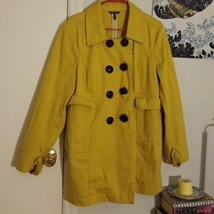 Trendy and cute yellow pea coat